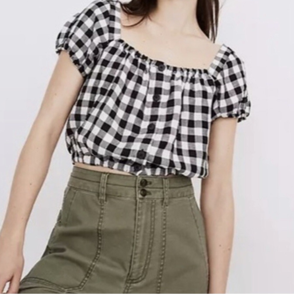 Black and White Checkered Women's Top